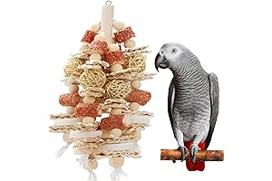 Parrot Essential 17.5" Natural Corn cob, Loofah Slice Chewing Bird Toys for...