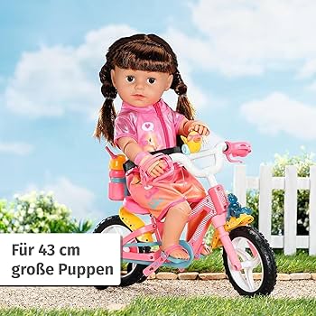 Zapf Creation BABY Born Bike For 43 Cm Doll - With Horn, Light & Mudguards - Easy For Small Hands, Creative Play Promotes Empathy & Social Skills, For Toddlers 3 Years