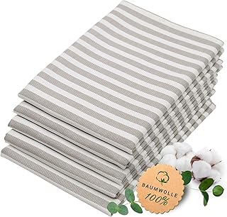 Zollner 310 Tea Towels, Striped, 50 x 70 cm, Set of 5, grey, 50 x 70 cm