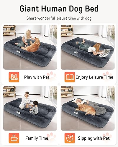 Miniatura 8 de YEFU Human Dog Bed for Adult- Extra 79"x45"x12" Large Dog Beds - Human Size Dogs Bed Washable Faux Fur Cover - Orthopedic Foam Dogs Beds with for