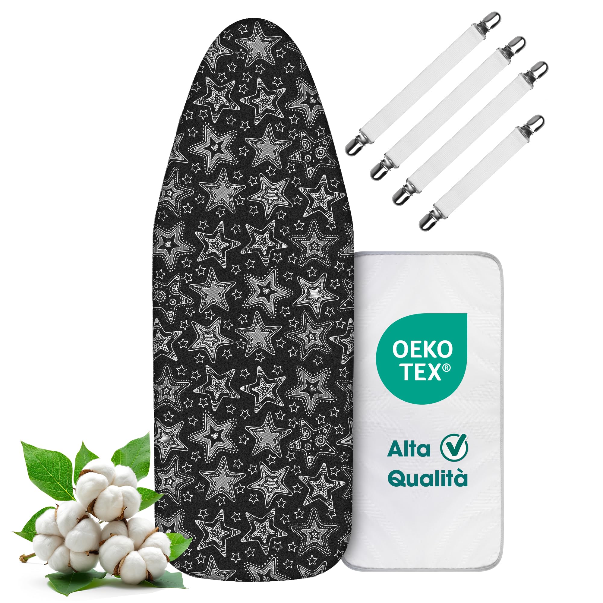 Copriasse Da Stiro In Cotone 120x40 Cm | Imbottito Per Stirare In Piedi | Adatto Per Ferri A Vapore, Con Coulisse E Tenditori - Foto 10