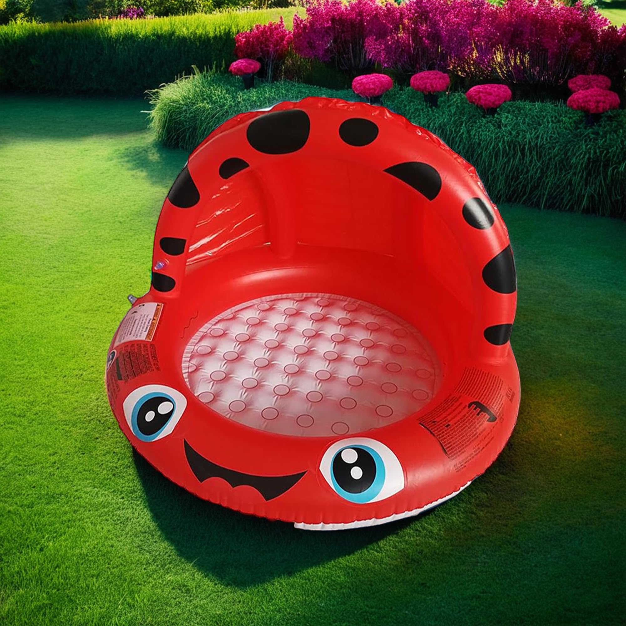 Sicignano | Piscina hinchable mariquita Ø92x62h cm - Fondo suave, diseño divertido para niños, ideal para jardín y playa