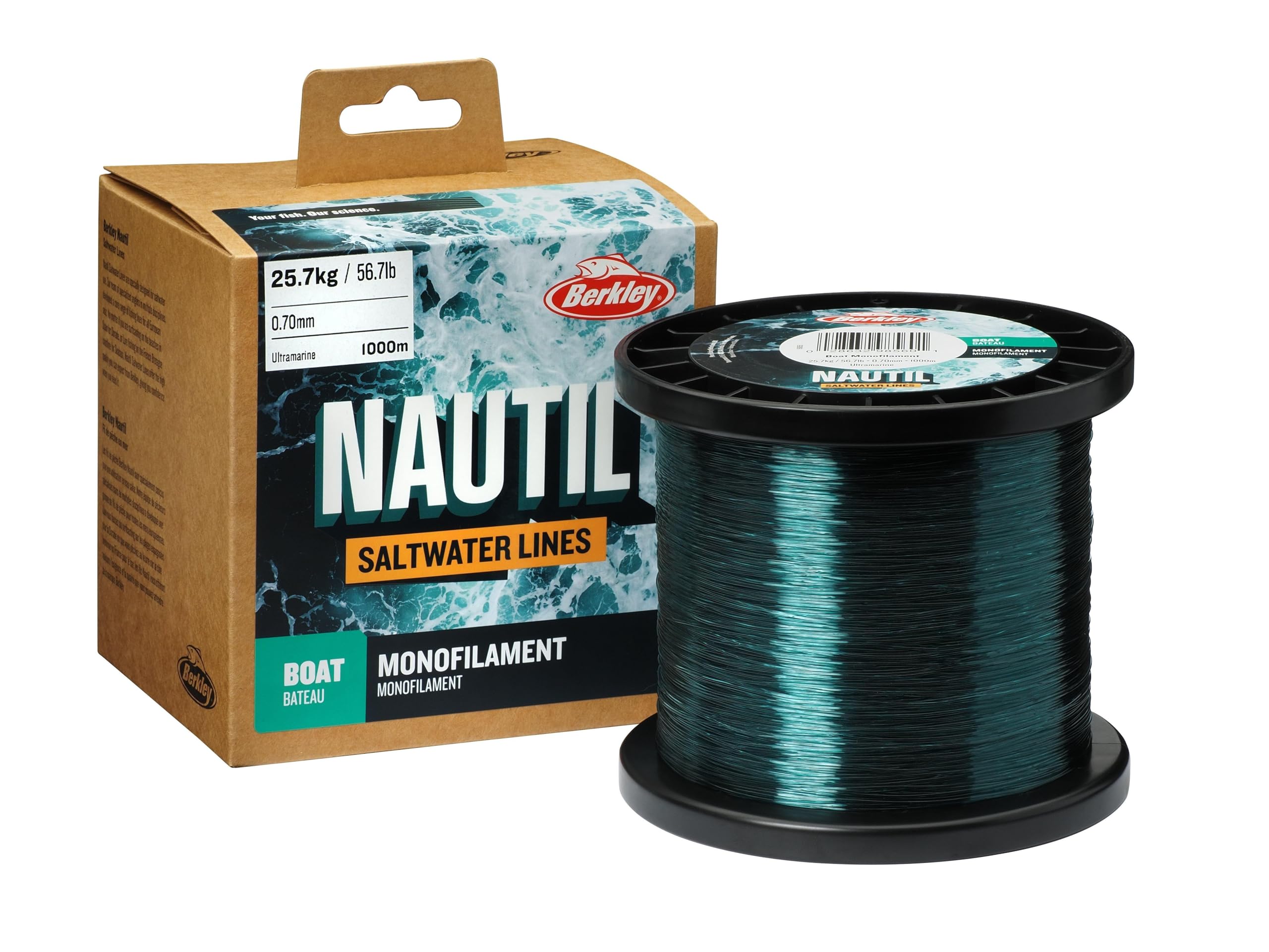 Berkley Nautil Boat Monofilament Żyłka | Ultra mocna, o niskiej pamięci, do wody słonej i słodkiej | Trwała, wysoka odporność na ścieranie i doskonała wytrzymałość na węzły | 0,40 mm | 23,9 lb | 300 m