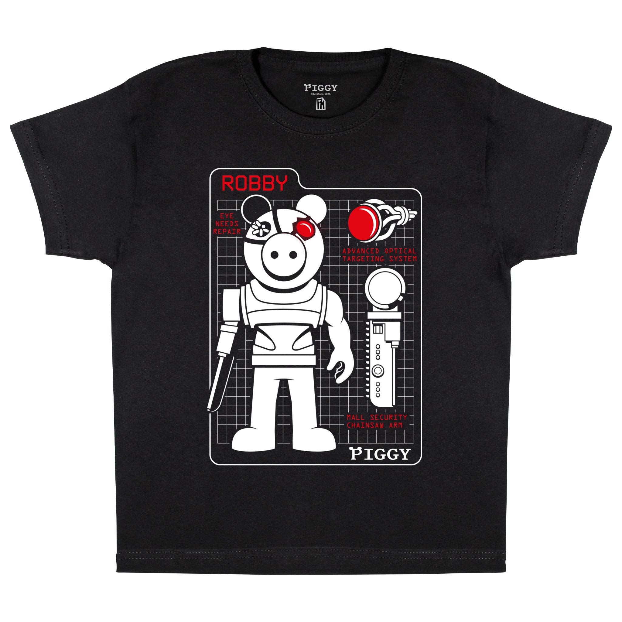 Piggy Robby Tech Specs Boys T-Shirt | Official Merchandise | Ages 4-15, Gamer Gifts, Roblox, Boys Fashion Top, Childrens Clothes, Kids Birthday Gift Idea