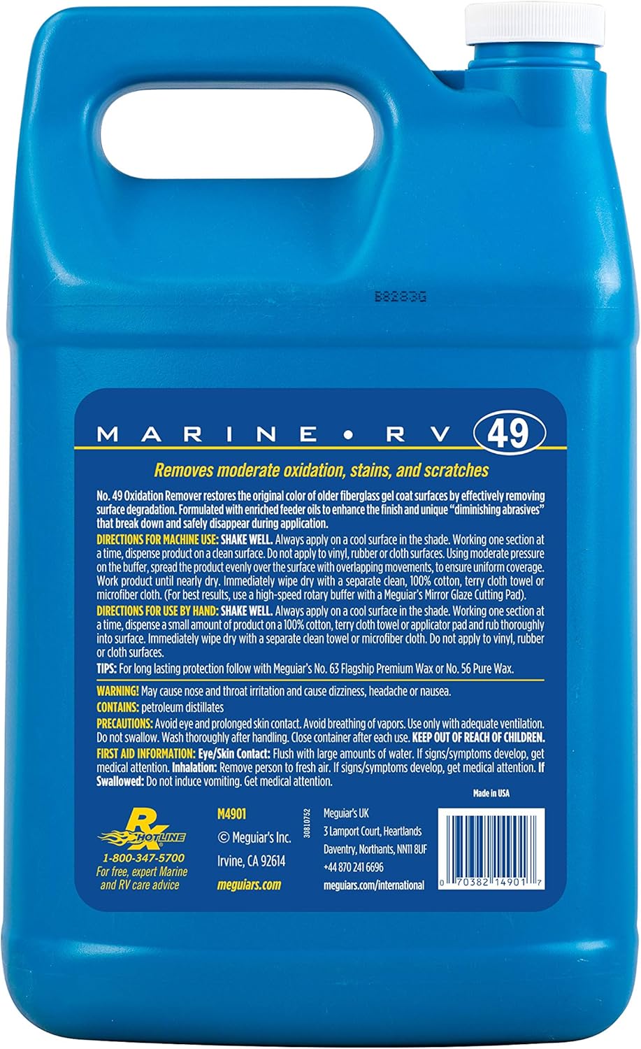 Meguiar's M4901 Marine/RV Heavy Duty Oxidation Remover - 1 Gallon Container : Automotive