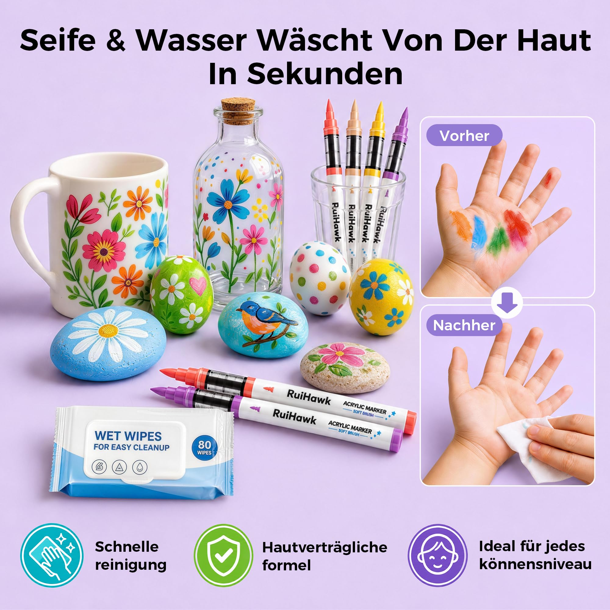 90 Farben Acrylstifte Set – Landschafts- & Naturfarben mit Pinselspitze & Auto-Tintensteuerung, Wasserbasiert & Deckend für Glas, Stein, Holz & Leinwand – für Künstler & DIY-Liebhaber