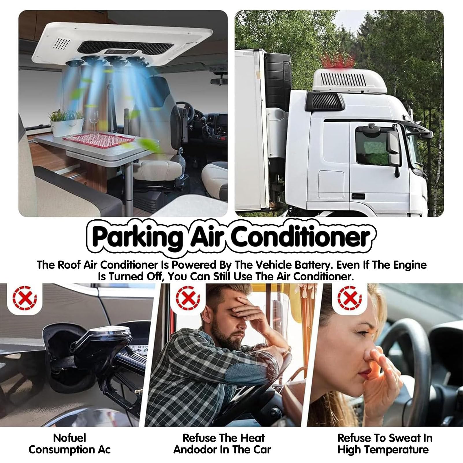 RayGenius climatiseur 2 en 1 pour Camping-Car, Toit et Parking 12V/24V DC