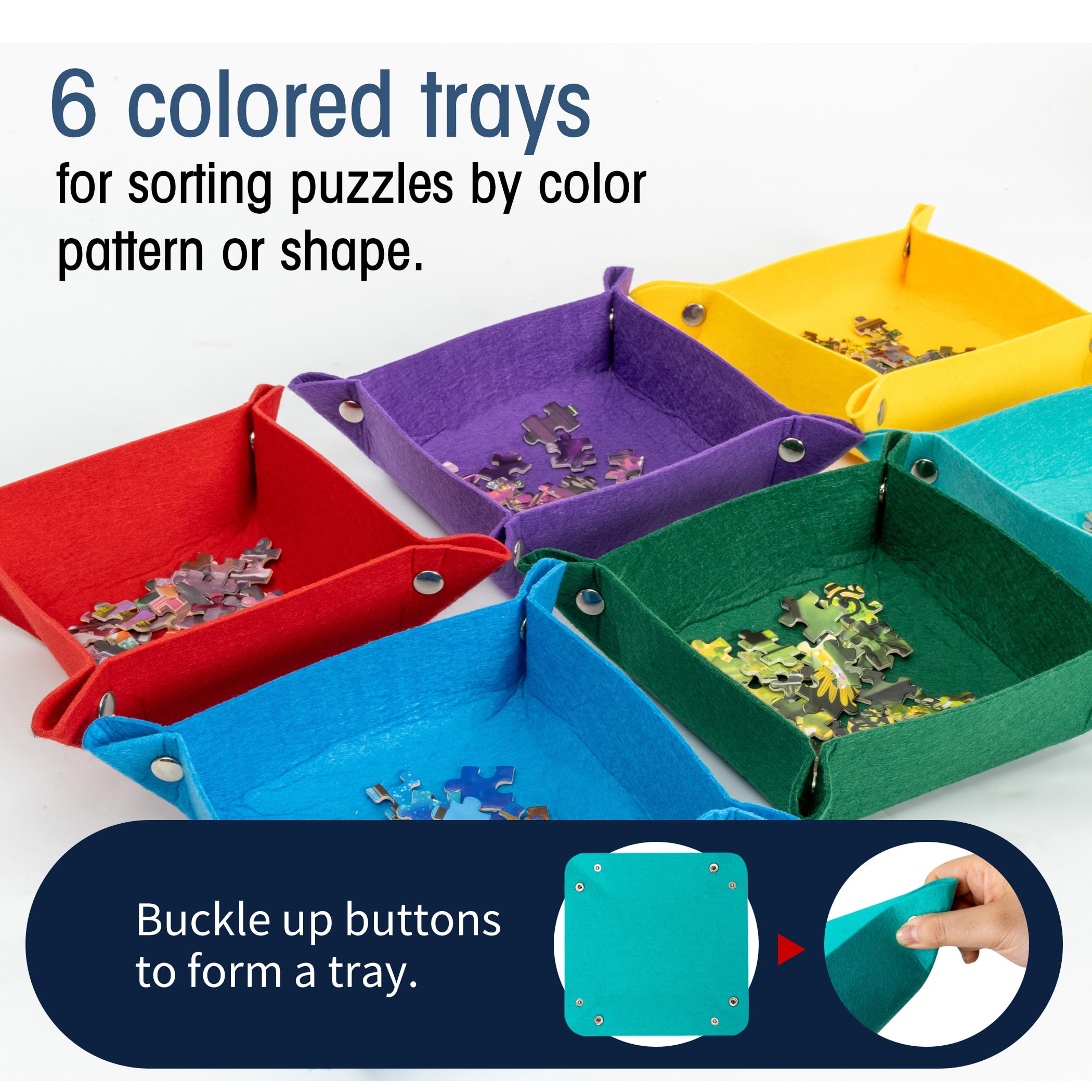 Tektalk faltbares Puzzle Board mit 6 Sortierschalen, tragbare Puzzlematte mit transparenter wasserdichter & staubdichter Abdeckung für Puzzleaufbewahrung/Saver, für bis zu 2000 Puzzleteile – Grau