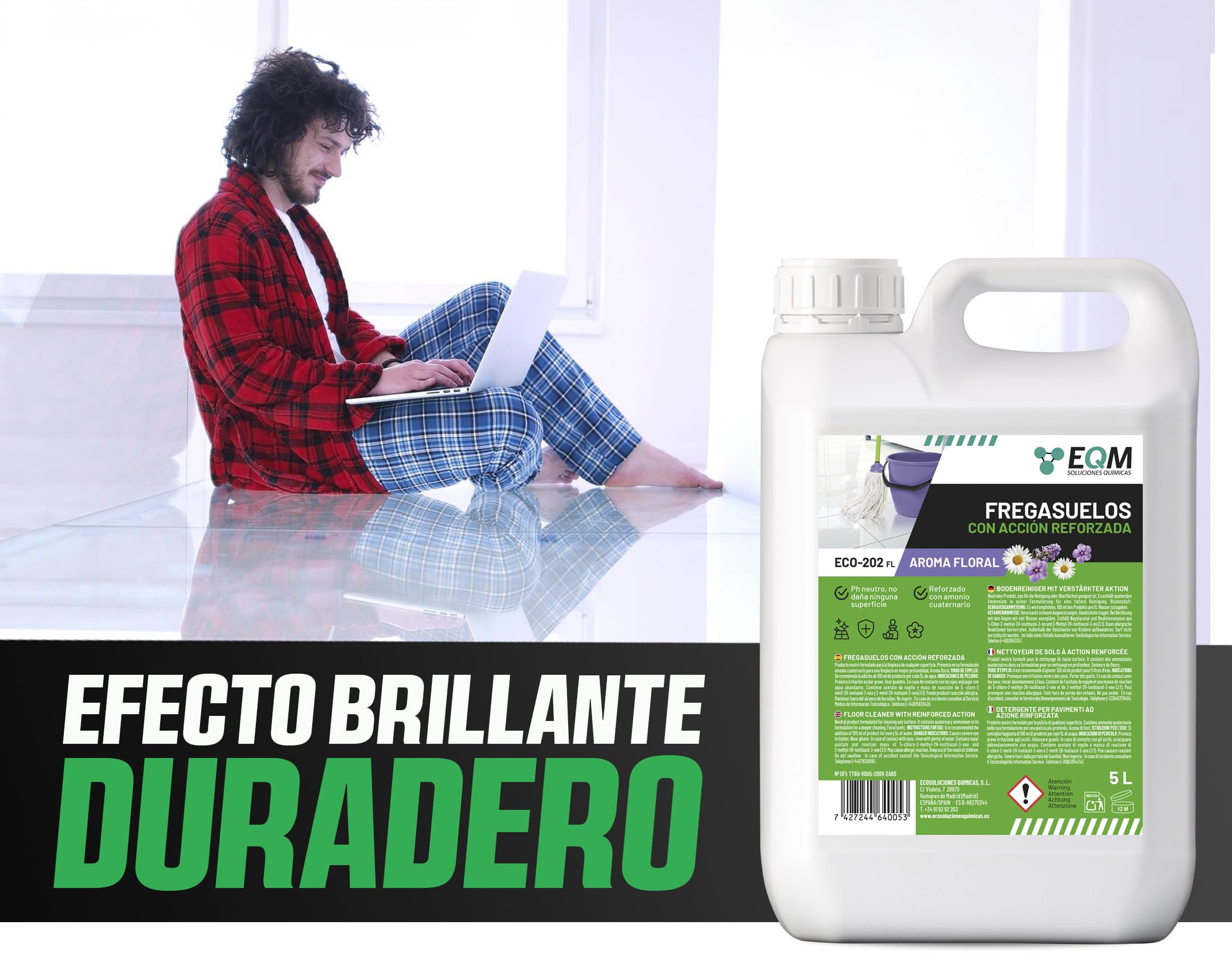 EQM ECO-202 Fregasuelos 5L Desengrasante Desodorizante