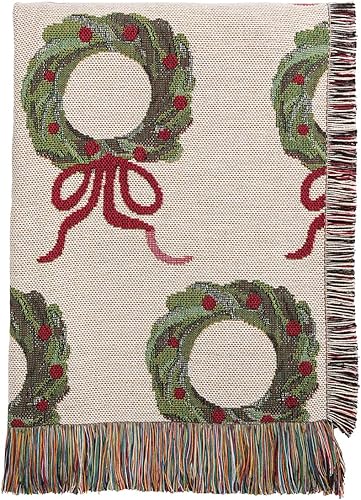 Mud Pie Christmas Wreath Jacquard Blanket