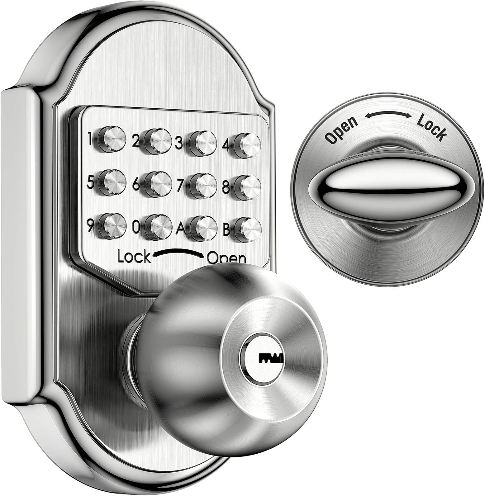 Elemake Keyless Deadbolt Lock - Keyless Entry Door Lock Keypad Door Knob Exterior, Digital Code Security Door Lock with Keys Mechanical Lock Stainless Steel 304