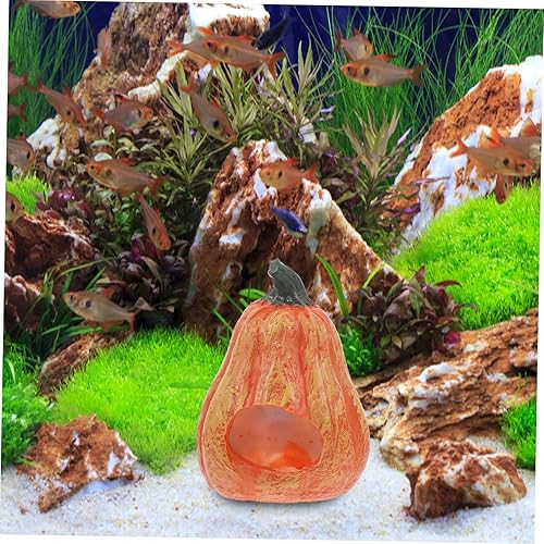 Miniatura 8 de Decoración de acuario de calabaza de resina, decoración de acuario de Halloween, forma de calabaza, cueva, pecera, seguro, agujero oculto, cosecha,