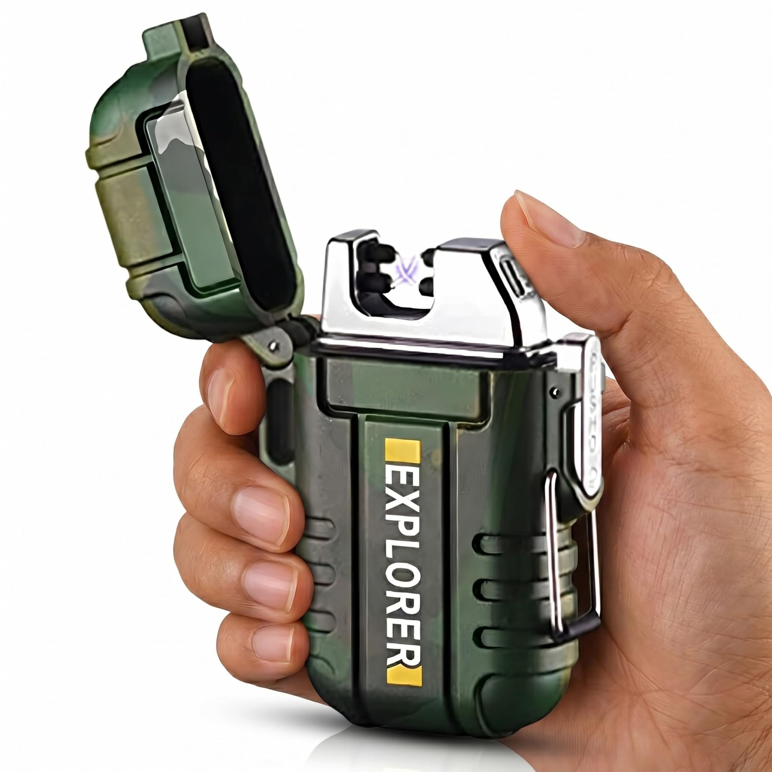 Drumstone Waterproof Dual Arc Rechargeable Electric Lighter, Windproof Flameless Plasma Lighter with USB Charging, Compact Pocket Design for Outdoor, Camping, Travel & Home Utility-image-25