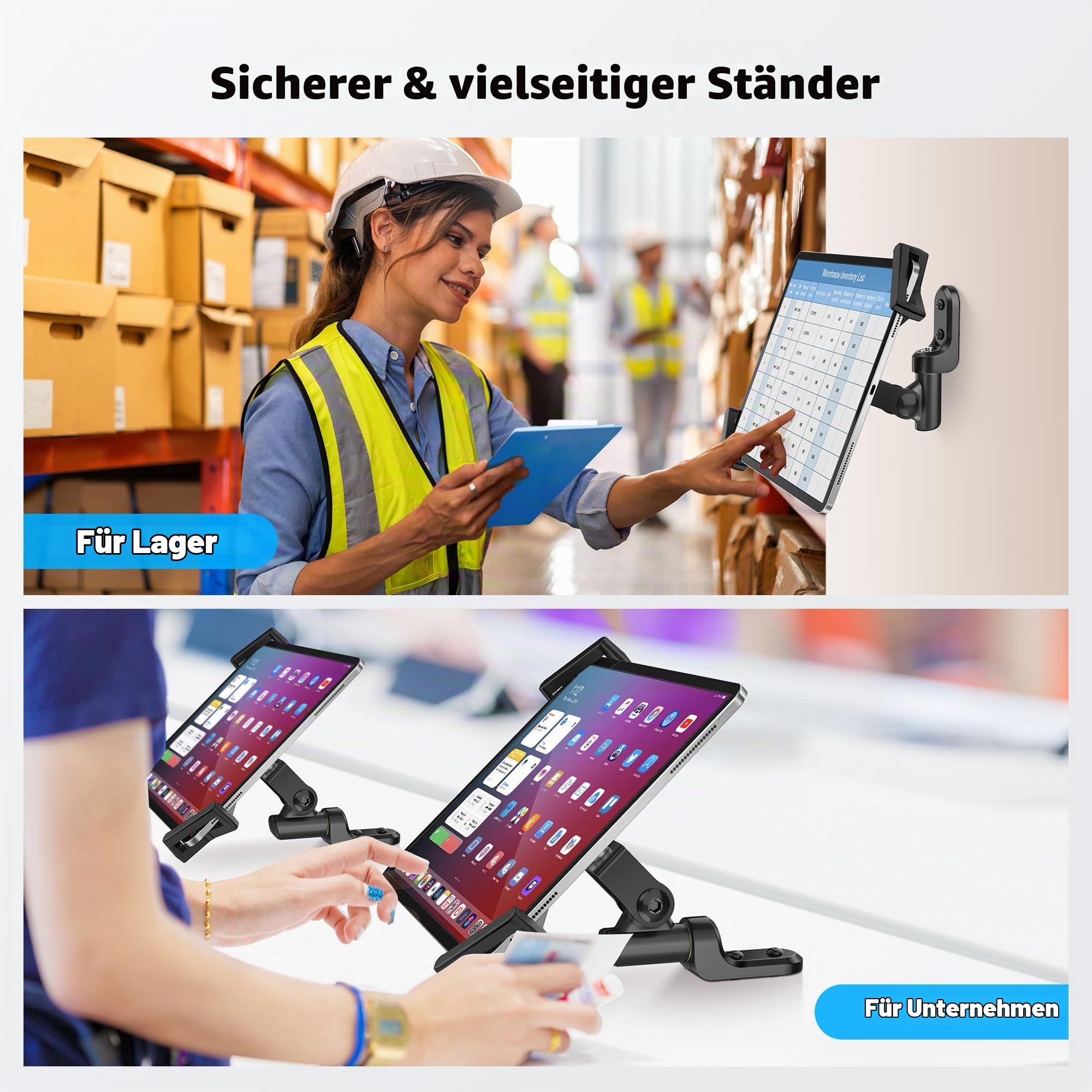AboveTEK Tablet-Wandhalterung, 360° drehbare iPad halterung mit Diebstahlschutzschloss und Schlüssel,Passend für 7,9"–14,6"-Tablets, sicherer Tablet-Wandhalter aus hochwertigem Stahl und Zinklegierung