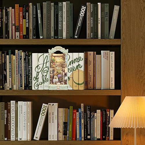 Miniatura 5 de Kit de rincón de libros, kit de bricolaje de rincón rural, kit en miniatura de rincón de libros para estantería, soporte decorativo de madera para