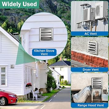 4 Upgrade Metal Dryer Vent Cover for House, Premium Stainless Steel Dryer Vent with 4 Screws Rubber Gasket, Best Exterior Wall Vent Cover with Louvre for Dryer Vents Range Hood Vent AC Vent