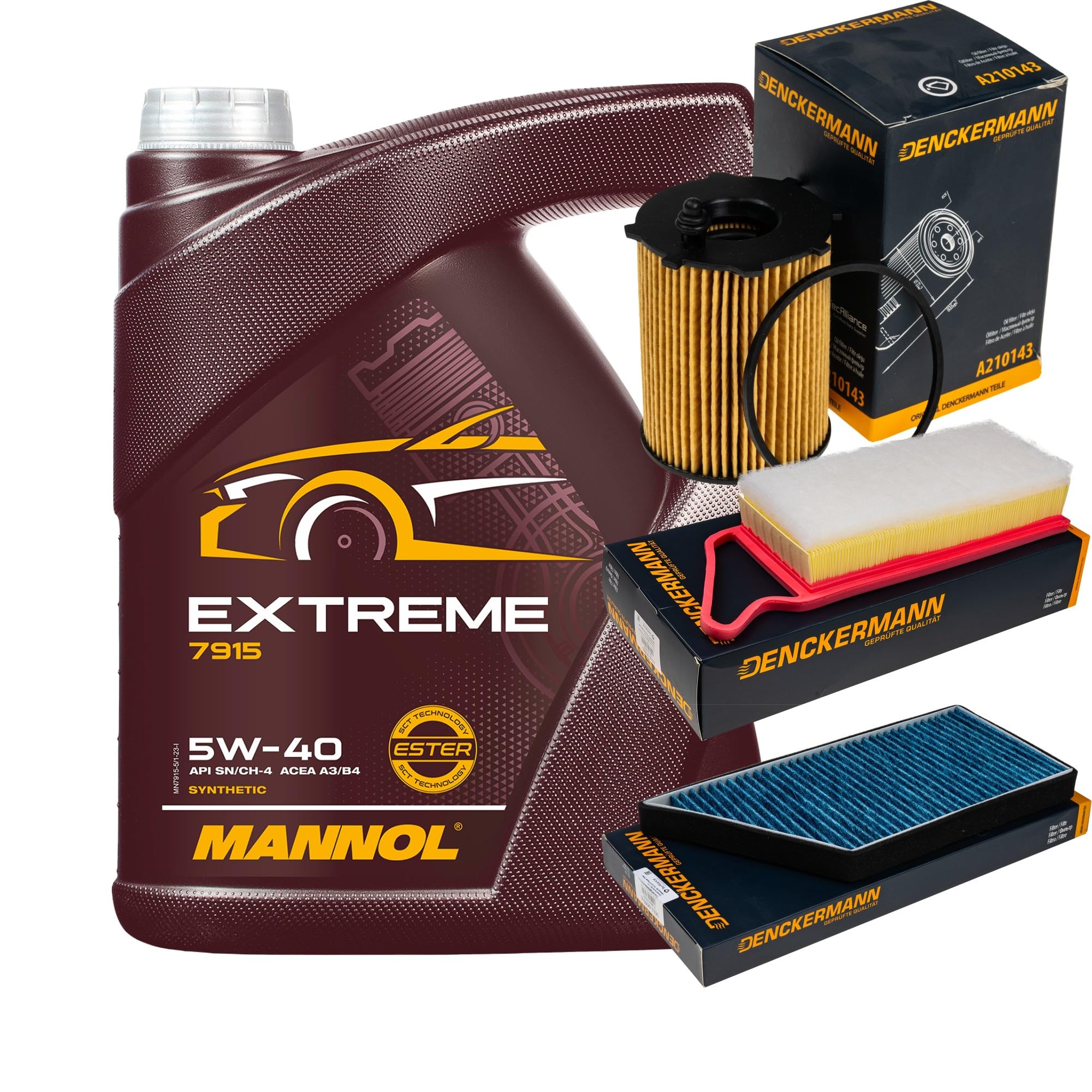 Pacchetto di ispezione Set di filtri con Extreme 5W-40 5L, filtro ai carboni attivi, filtro abitacolo dell'aria, filtro dell'olio