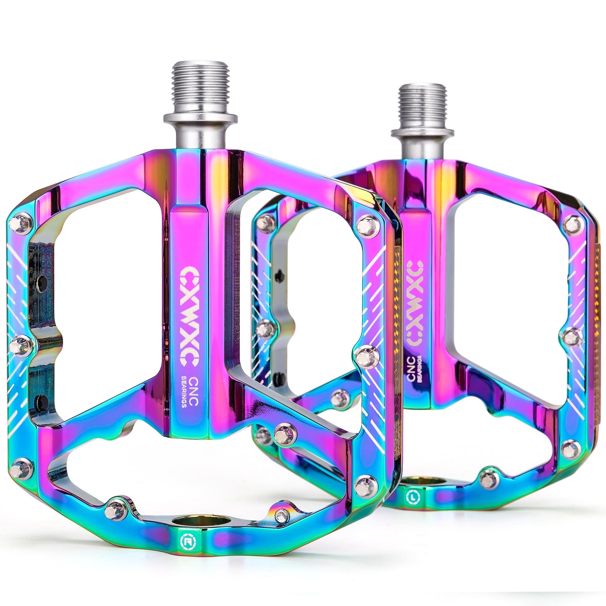 CXWXC Pédales de vélo avec Bandes réfléchissantes, 3 roulements étanches, Plateforme de vélo en Aluminium CNC antidérapante pour Une Conduite sûre et Confortable