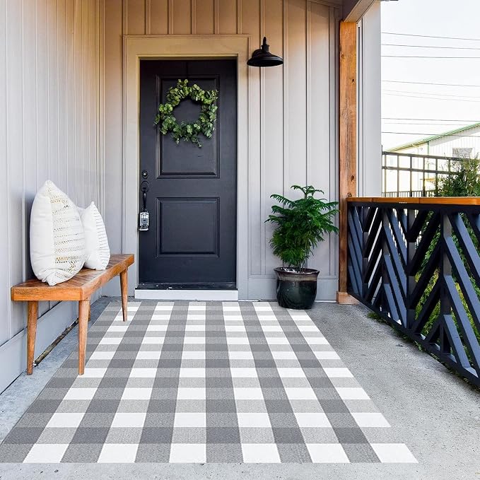 MUBIN Cotton Buffalo Plaid Rug 4x6