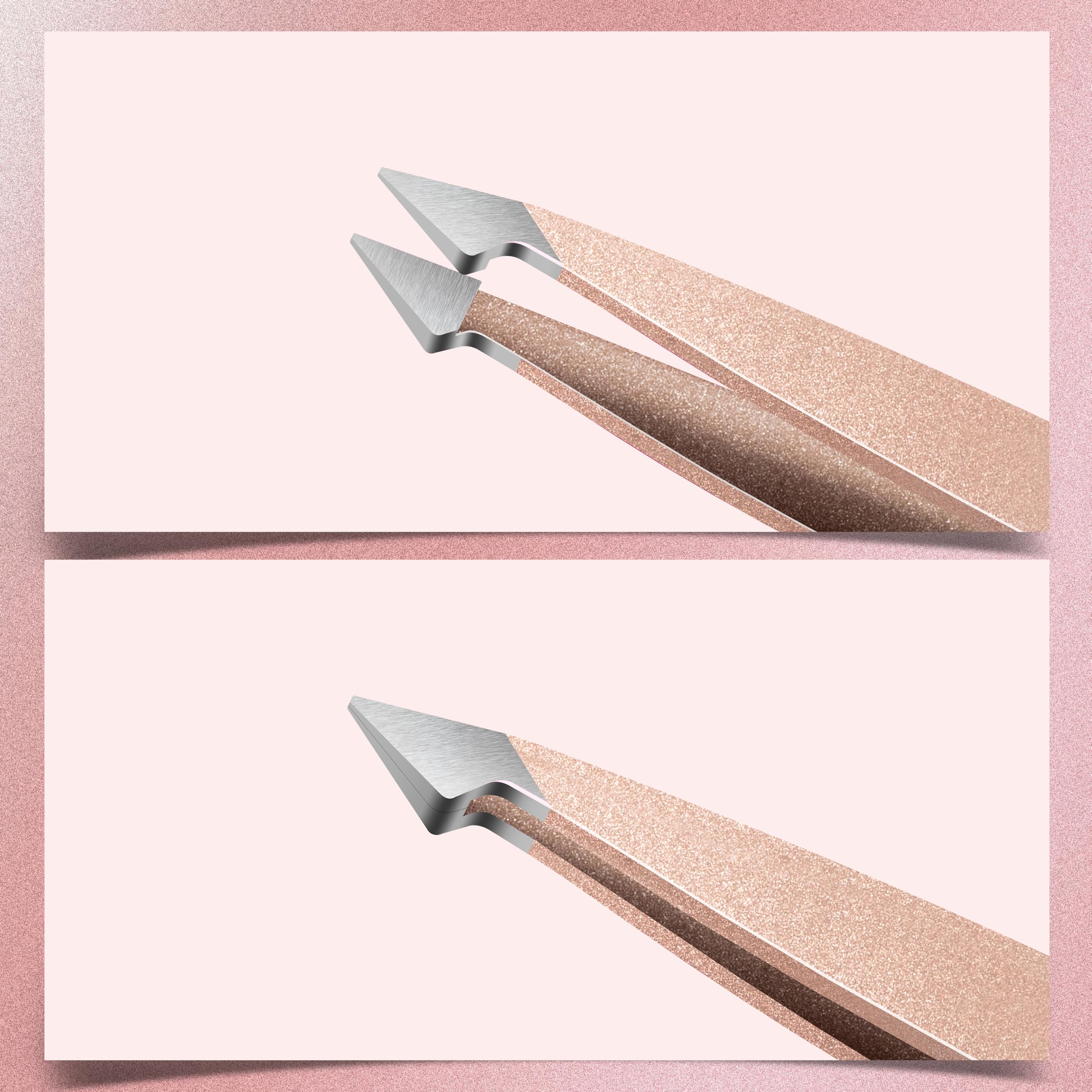 MARKHOR® Rose Gold - Set Profesional de Pinzas de Precisión y Pinzas Depilar para Cejas Vello Facial Astillas y Pelos Encarnados - Acero Inoxidable con Estuche (Pack de 4)