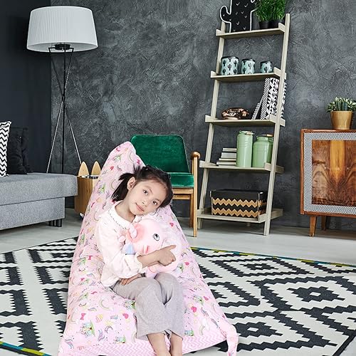 Miniatura 15 de LOLOMLO Funda para puf de almacenamiento de animales de peluche, terciopelo rosa, organizador de asiento para niños, adolescentes y adultos, sofá