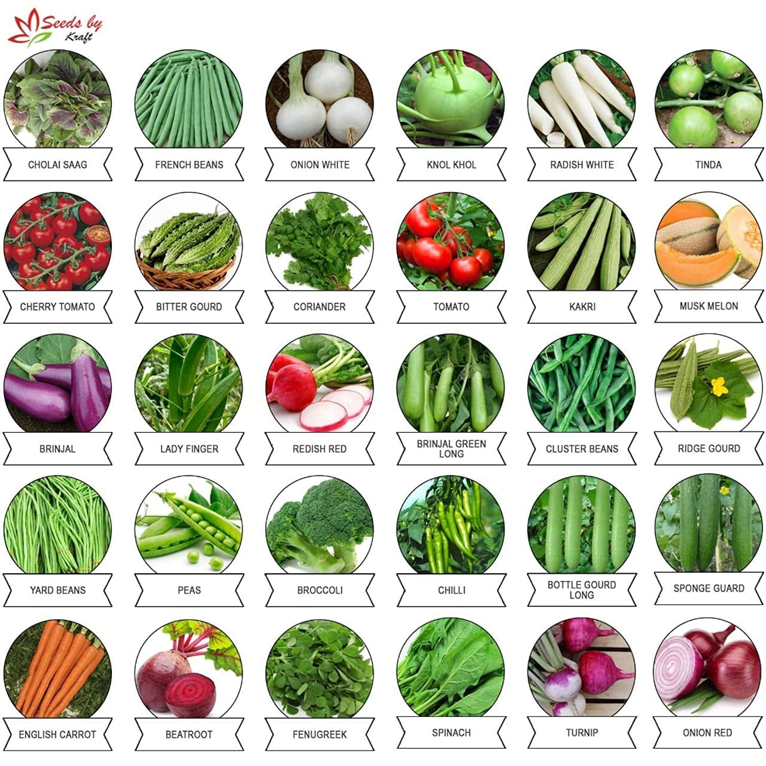 Kraft Seeds 30 Varieties of Vegetable Seeds Exotic Vegetable Heirloom Varieties Grow
