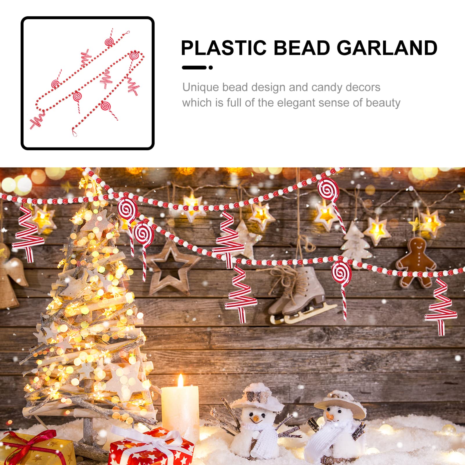 Alipis 3stücke Xmas Beads Garland Holzperlen Weihnachtsbaum Dekoration Wandhängende Ornament Für Festliche Anlässe Leicht Und Langlebig Für Zuhause Party Restaurant Und