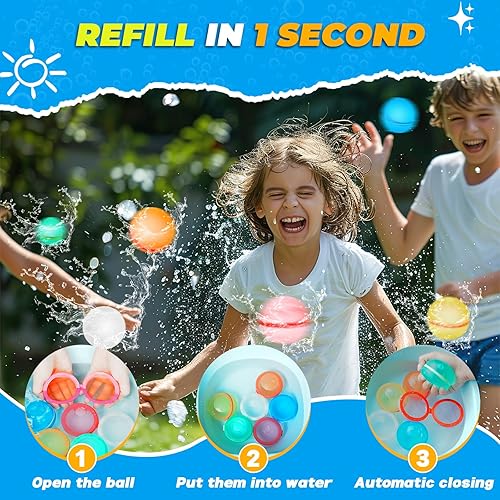 Miniatura 3 de TIZIKCON Reusable Water Balloons, Latex-Free Silicone Water Bomb Summer Fun Outdoor Toys, Pool Beach Toys for Kids Adults, Quick Fill Self-Sealing