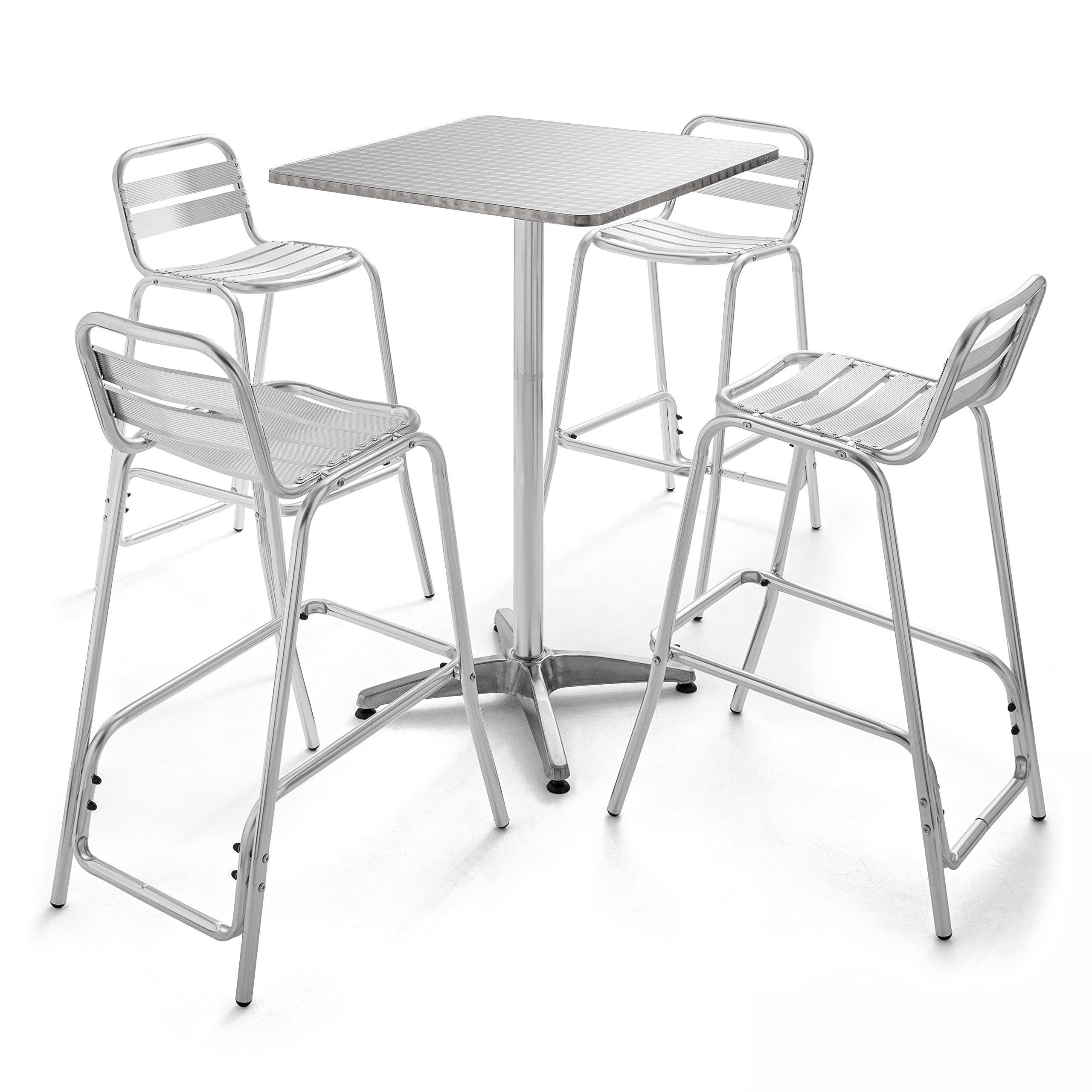Juego de 4 taburetes altos de jardín de aluminio