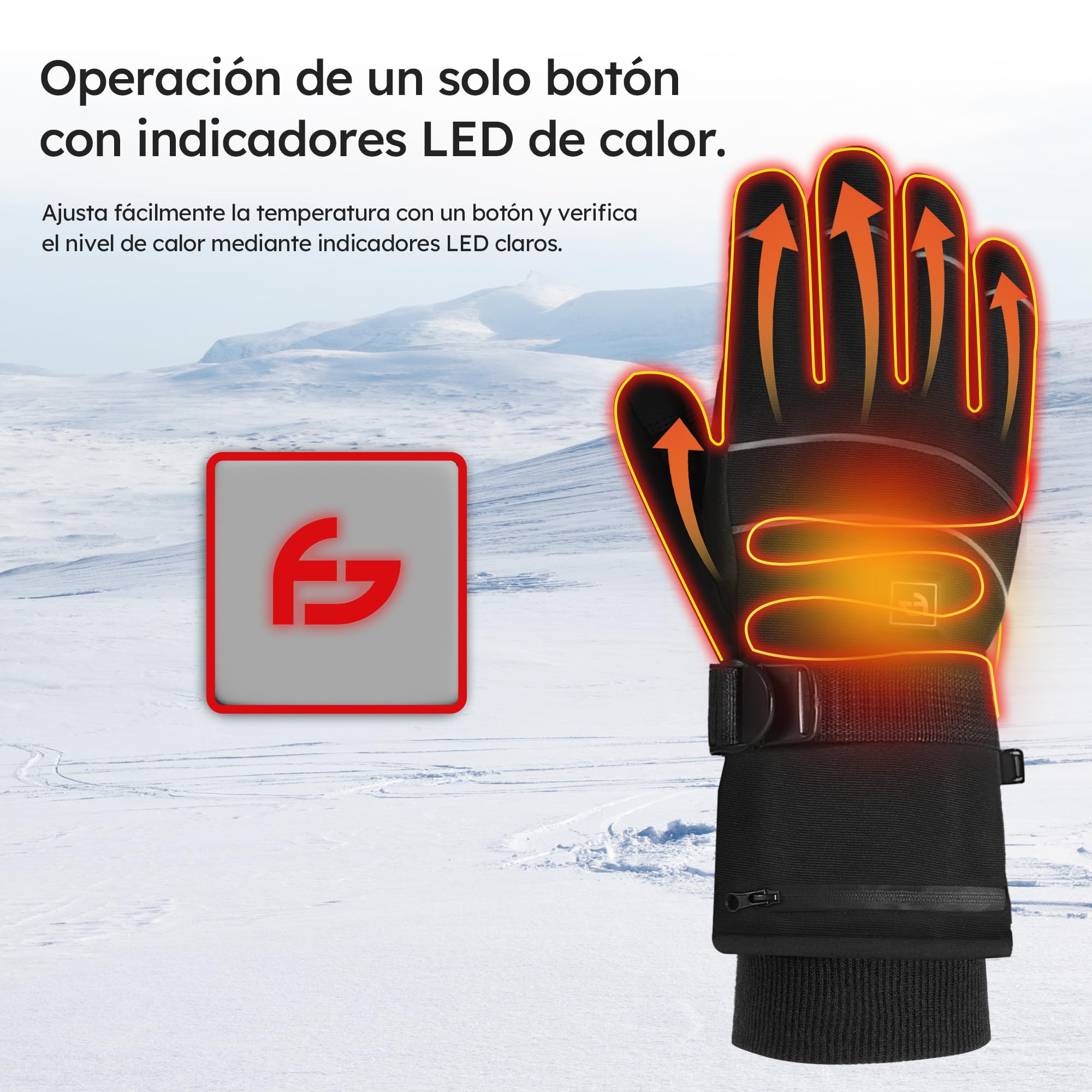 Guantes con calefacción – Pro – 3 niveles – Guante eléctrico – Resistente al agua y al viento – Guantes con calefacción recargables – Negro – de Saaf