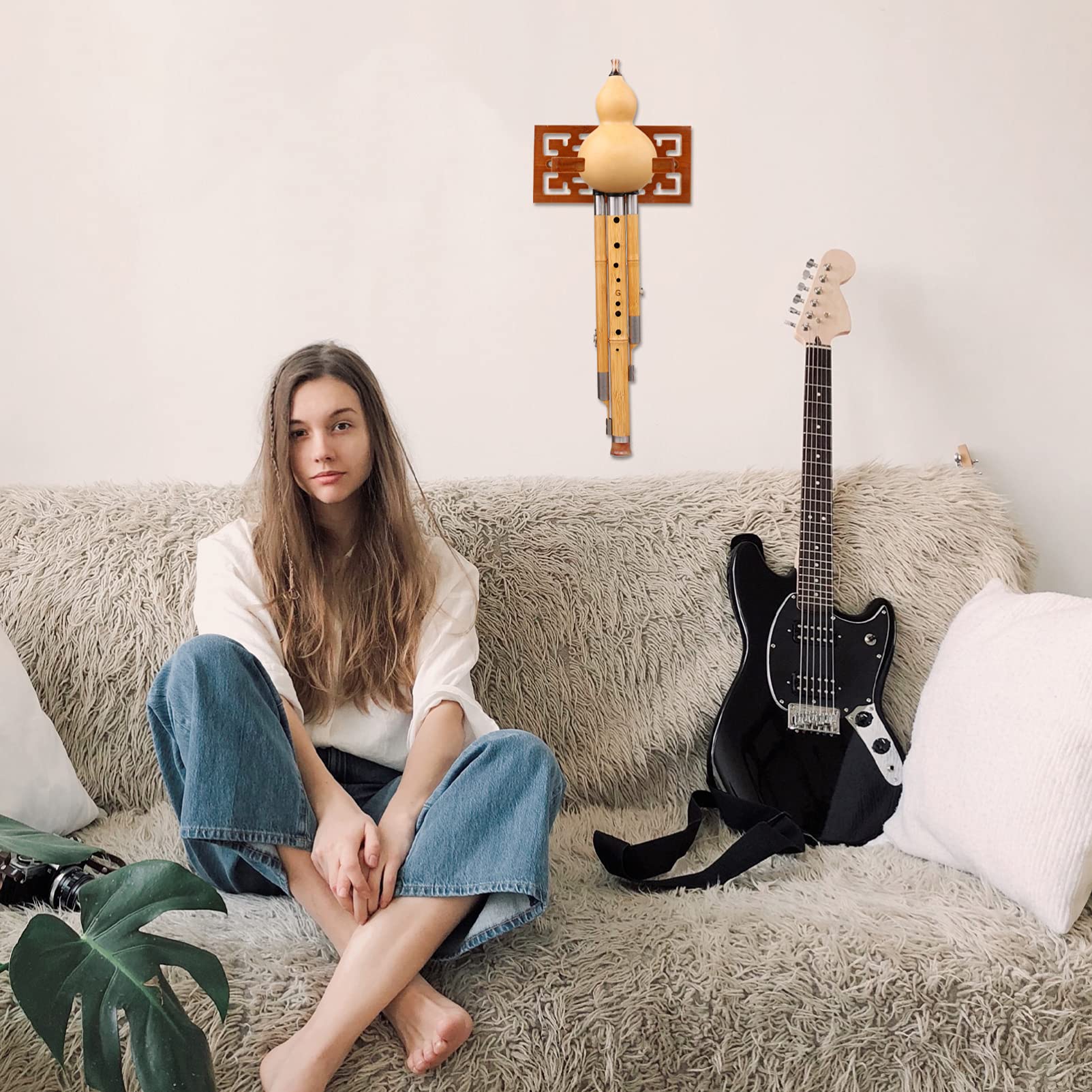 SUPVOX 1Pc Wooden Cucurbit Flute Holder Wall Mounted Storage Rack for Space Saving Display Durable Design Easy Installation Classic Finish for Organizing Musical