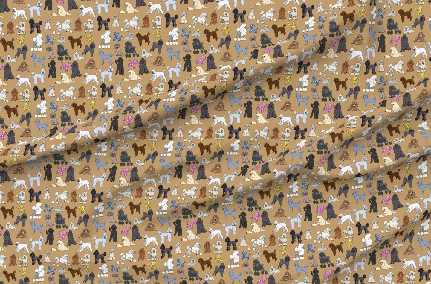 Spoonflower Fabric - Poodles Camel Dogs Poodle Puppy Pet Printed on Minky Fabric by The Yard - Sewing Baby Blankets Quilt Backing Plush