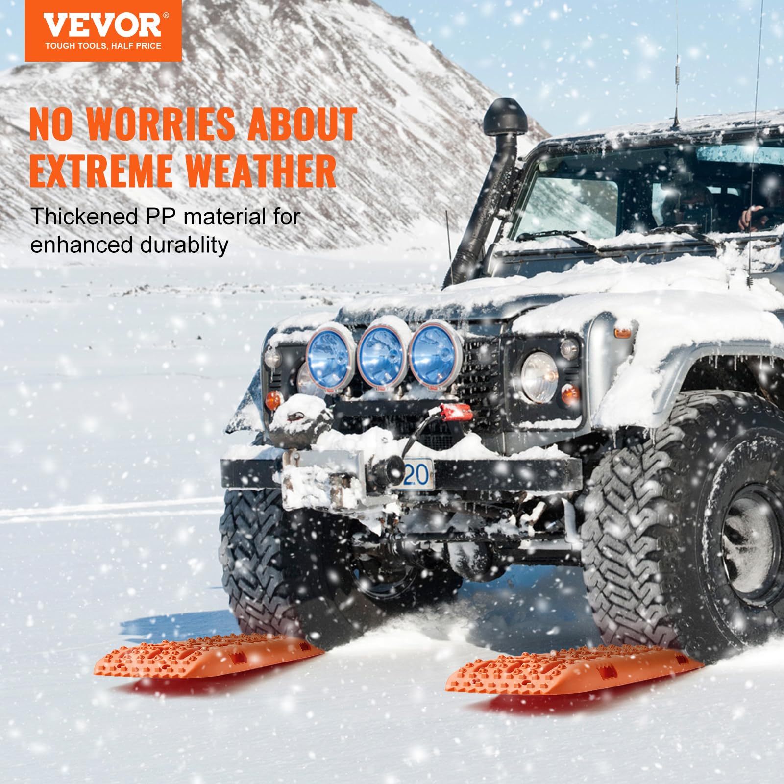 VEVOR Pannelli di Trazione Materiale PP, Pannelli di Recupero per ATV/Automobili/Pickup/SUV/RV 10 Tonnellate, Coppia di Tappetini Trazione per Pneumatici su Neve, Sabbia, Fango e Terreno Sciolto