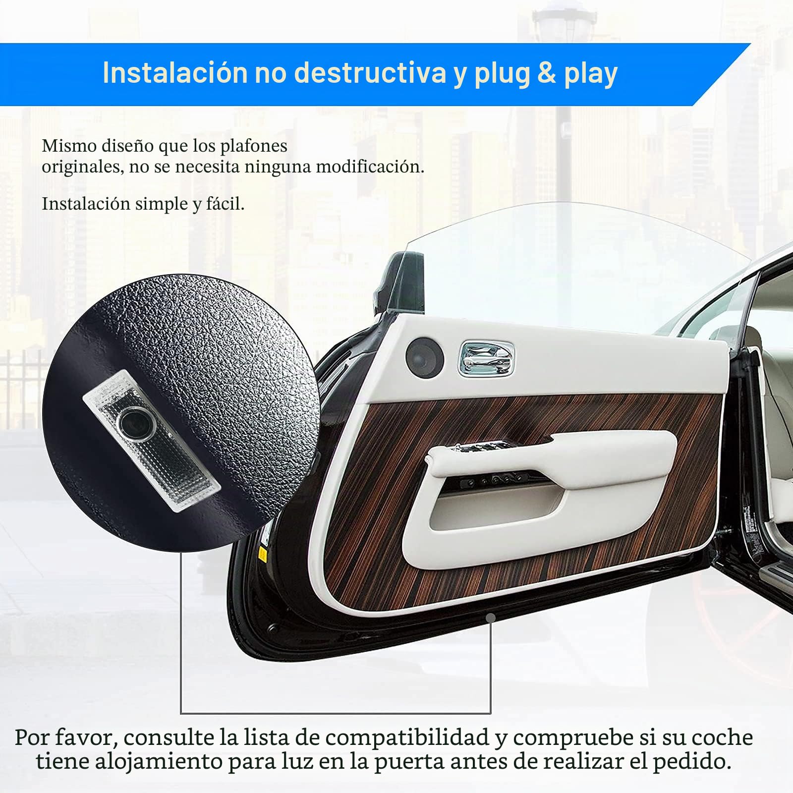 4 unidades de luces para puerta de coche con logotipo AMG para Mercedes CLA C118 X118 CLS C257 Clase E C238 A238 Proyectores de puerta Iluminación de entrada Iluminación para debajo del suelo