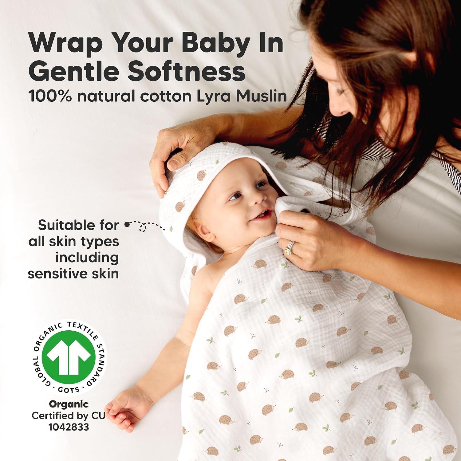 KeaBabies Muslin Baby Hooded Towel - 100% Cotton - Soft and Absorbent for Newborns, Infants, Toddlers and Kids - Premium Baby Bath Wrap with Hood
