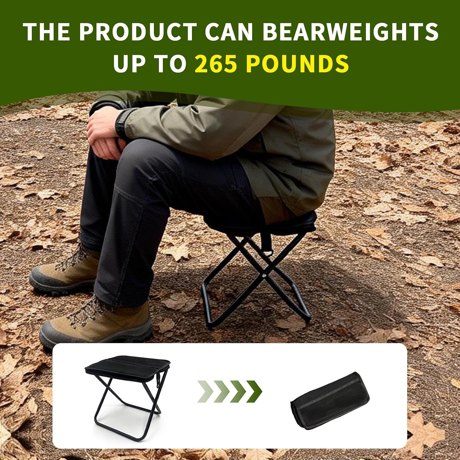 Portable Foldable Backpack Stool, Pocket Chair Camping Fishing Stool, Mini Outdoor Camping Stool Sling Bag, Collapsible Stool Chairs Carry Bag for Fishing Travelling Picnics