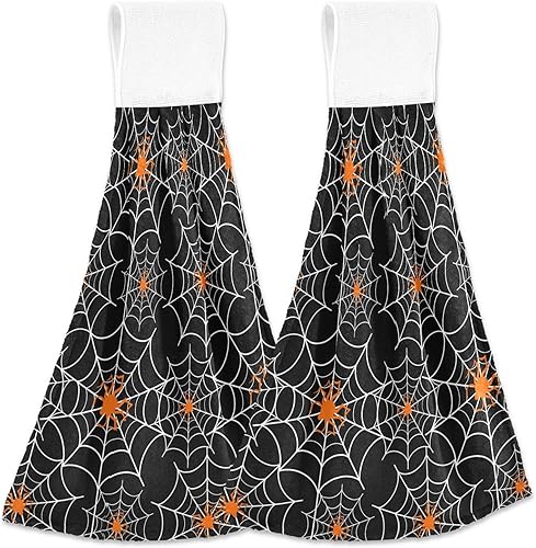 Cobweb - Juego de 2 toallas de mano decorativas de Halloween suaves y absorbentes, para baño, secado rápido, toalla de microfibra para baño,