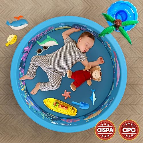 Miniatura 6 de Piscina de bolas de espuma, piscina de pelotas para bebés de 35.4 x 11.8 pulgadas, regalo para bebés, juego para interiores y exteriores (bolas no