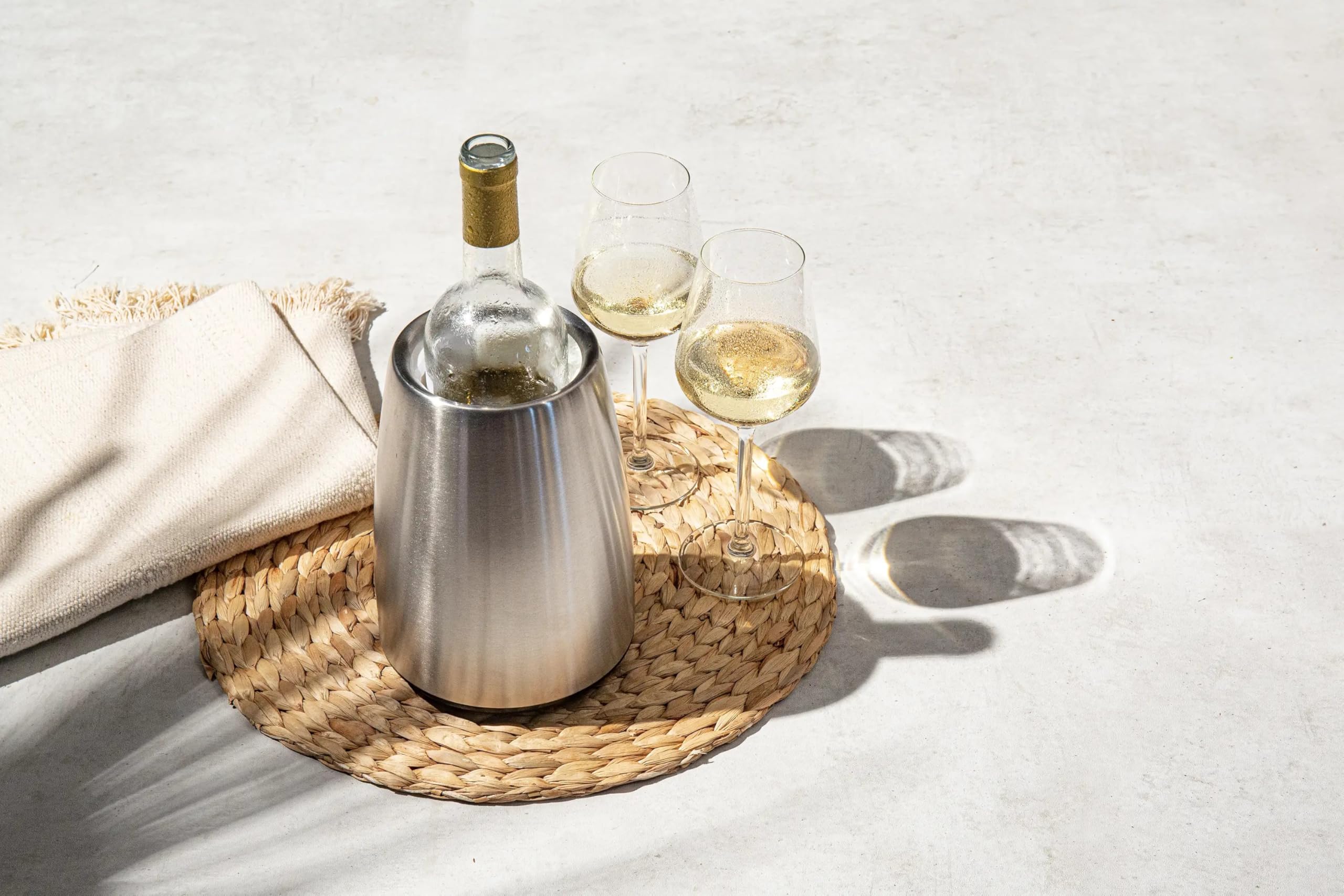 Vacu Vin Enfriador de Vino Elegante en Acero Inoxidable - Enfriador con Acumulador para Botellas de Vino Estándar - Aislante