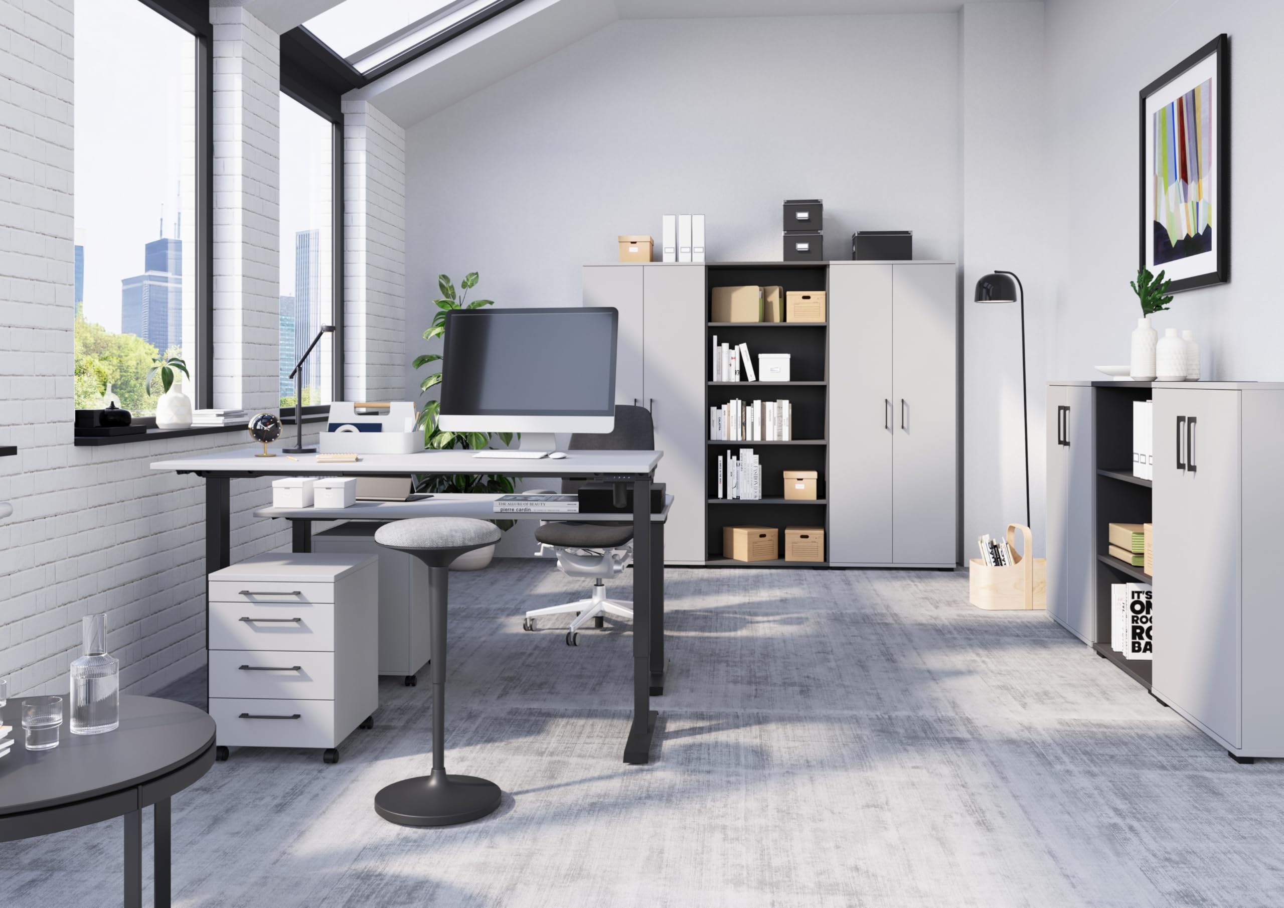 Germania Aktenschrank 4247-69 GW-Profi, in Lichtgrau, mit Metallgriffen, 80 x 123 x 40 cm (BxHxT)