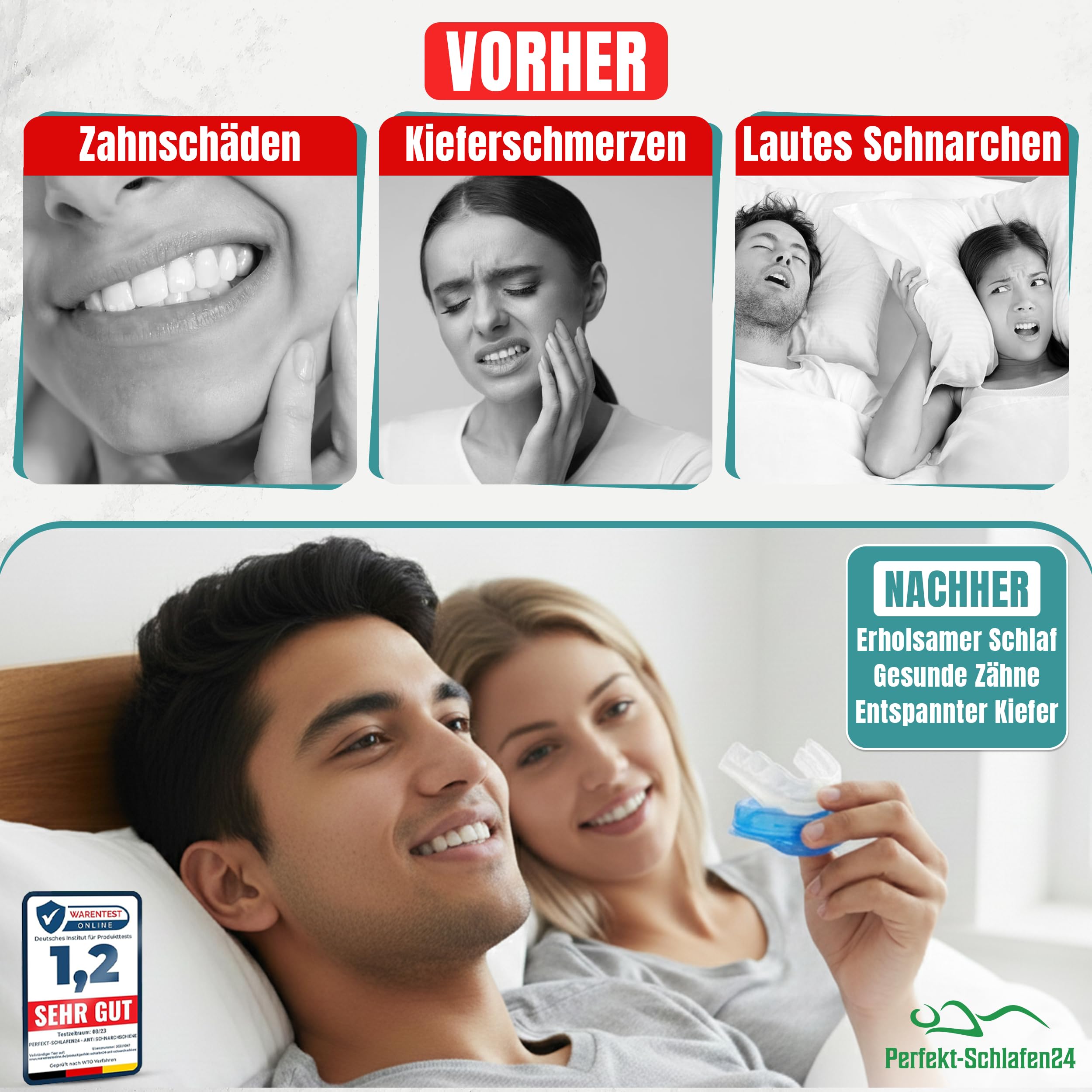 2-in-1 Anti Schnarch Schiene Gerät – Schnarchstopper Knirscherschiene für Nacht | Schnarchschiene Zahnschutz | Schnarchen Stopper Zahnschiene Knirschen | Aufbissschiene für Nacht Gegen Schnarchen