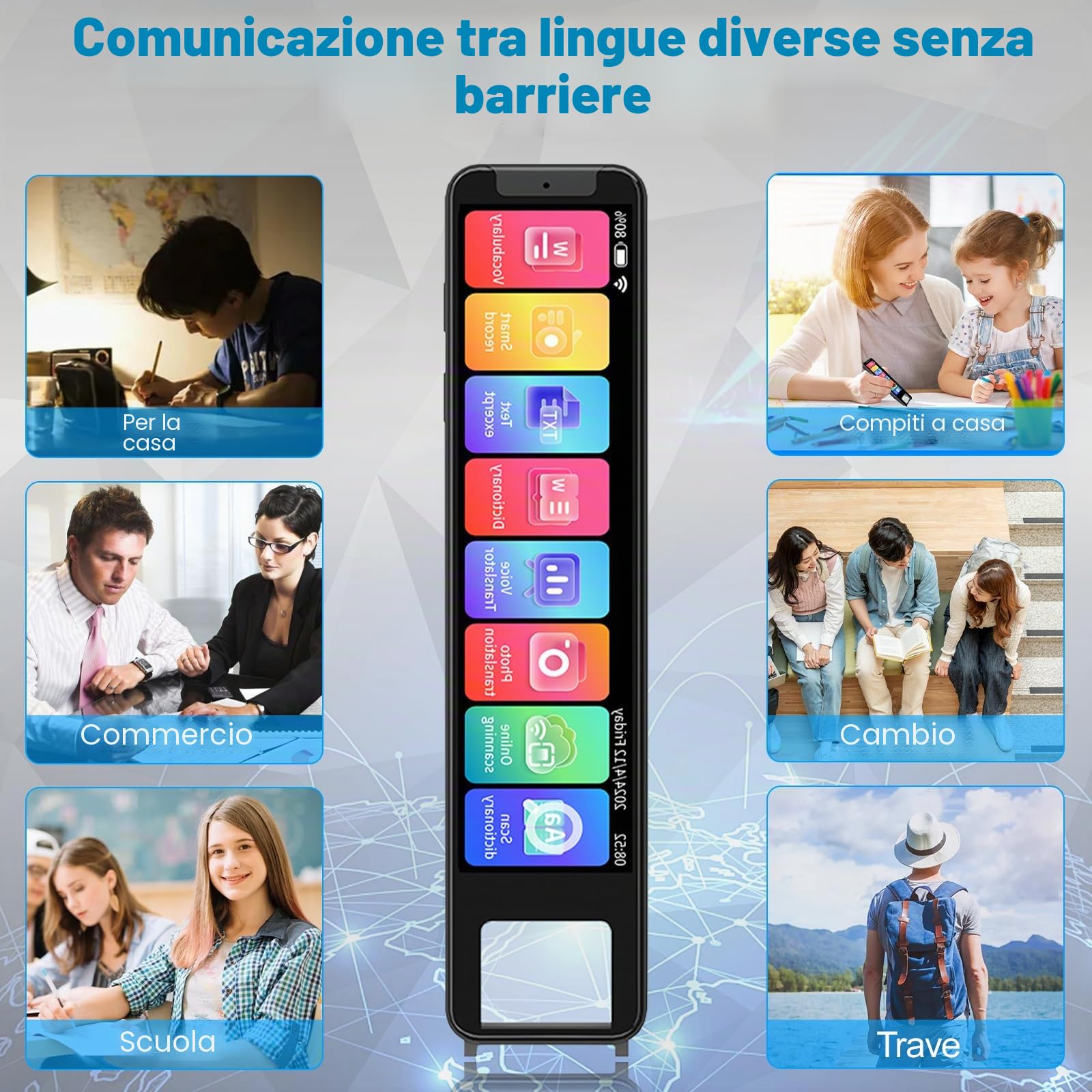 Penna per Lettore di Scansione, 134 Lingue, Penna da Lettura Intelligente 4 pollici, per Dislessia, Anziani, Studenti, Supporta Voce e Scansione del Testo, Dispositivo di Traduzione Multilingue