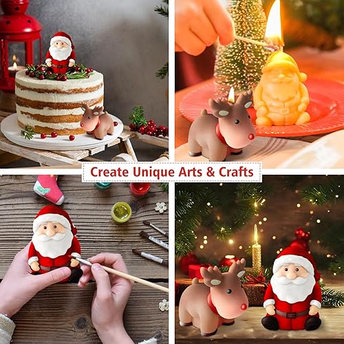 Miniatura 5 de Molde de Navidad de silicona, moldes de velas 3D para hacer velas, molde de resina epoxi de silicona, molde de adorno para velas de cera de