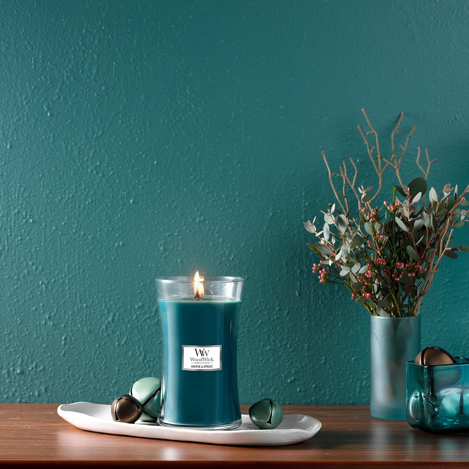 WoodWick Large Hourglass Scented Candle with Crackling Wick Juniper