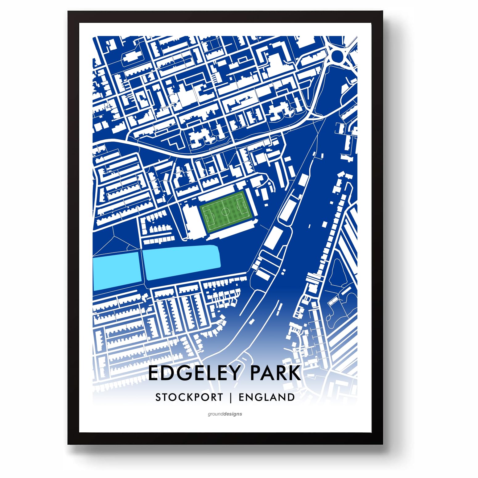 GroundDesigns STOCKPORT COUNTY Football Gift EDGELEY PARK Stadium Art Map Unframed A3 Print SCFC