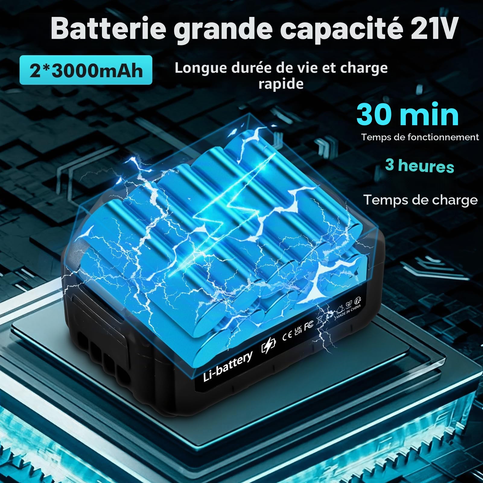 Nettoyeur Haute Pression sans Fil, 21 V, 80 Bar, Portable, avec 2 Batteries, buse Multifonction 6 en 1, Tuyau de 5 m, réservoir filtrant, pour Voiture et terrasse