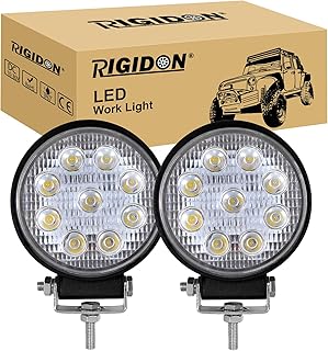 RIGIDON 2 Pcs Auto rund Scheinwerfer, 4 Zoll 10cm 27W led flutstrahler, Offroad Beleuchtung für Auto SUV ATV, Traktor, LK...