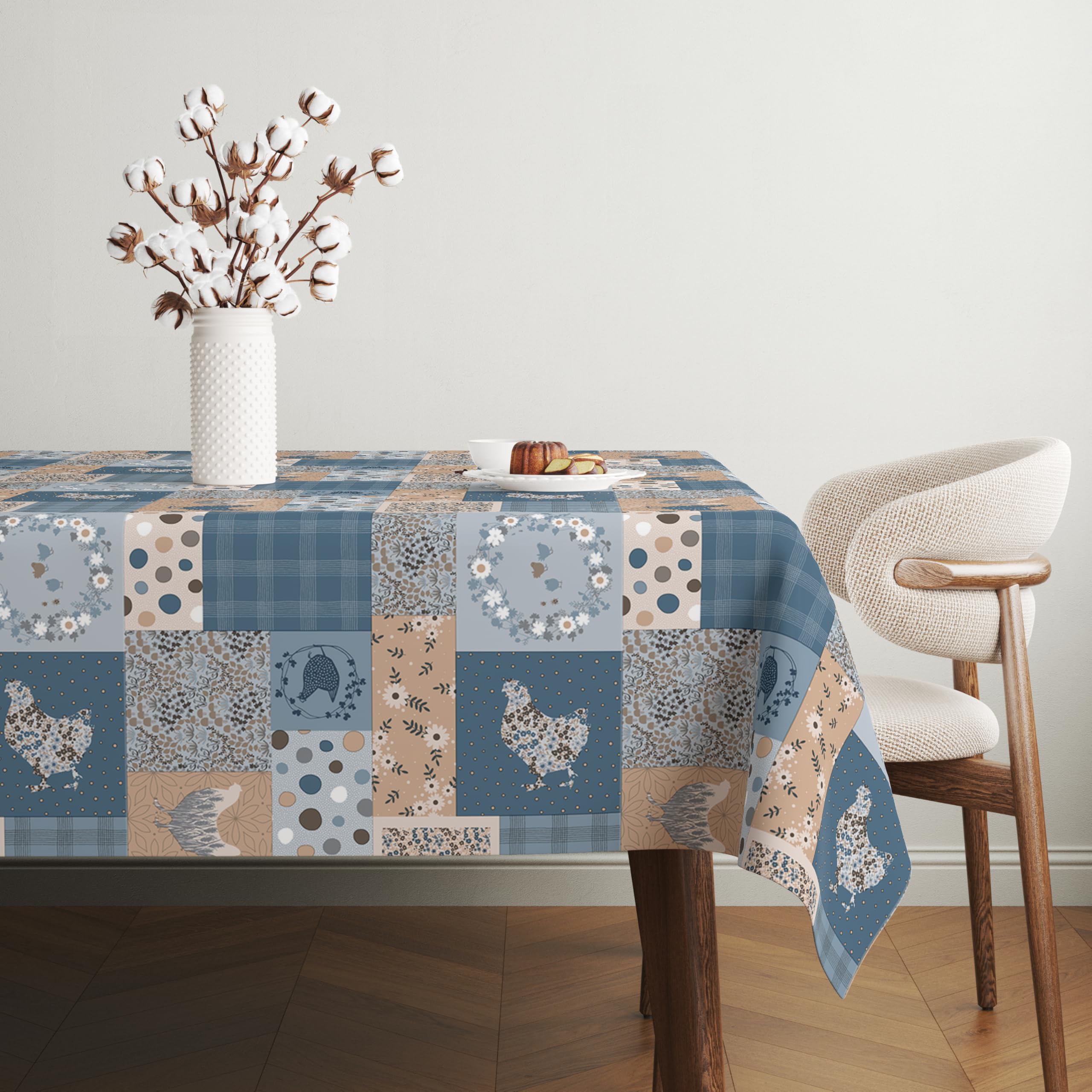 Martina Home Tablecloth Oilcloth Patch Blue 140 x 140 cm, 55.1 x 55.1 inch (Square) - Image 3
