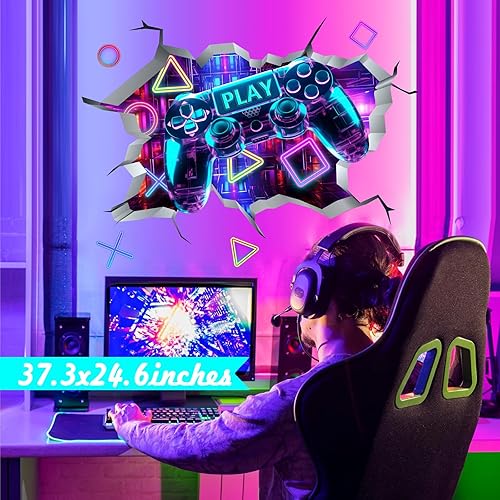 Miniatura 8 de Calcomanías de pared de juegos para niños, dormitorio, sala de juegos, decoración de pared, calcomanías de despegar y pegar, control de juego,