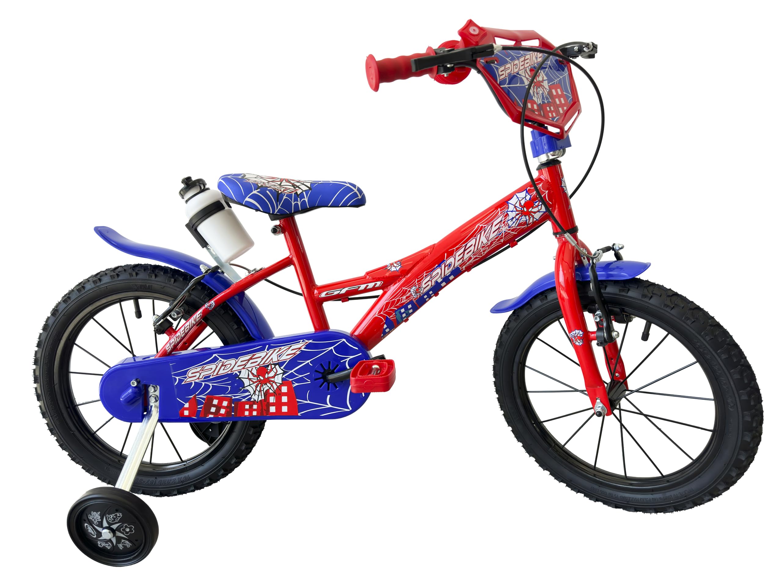 Bicicleta infantil de 16 pulgadas con estabilizadores, de 4 a 6 años, 105-120 cm, color rojo